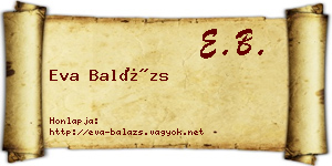 Eva Balázs névjegykártya